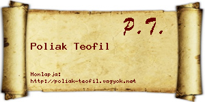 Poliak Teofil névjegykártya